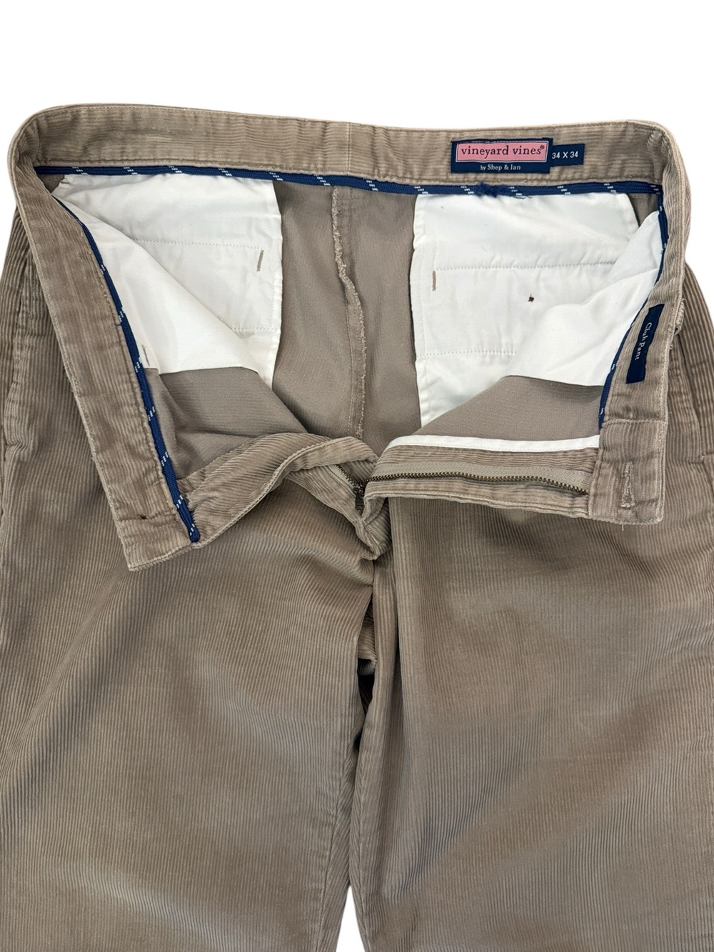 Vineyard Vines Wide Wale Corduroy Club Pants Tan Beige All Cotton 34x34 Shep Ian - Picture 5 of 15